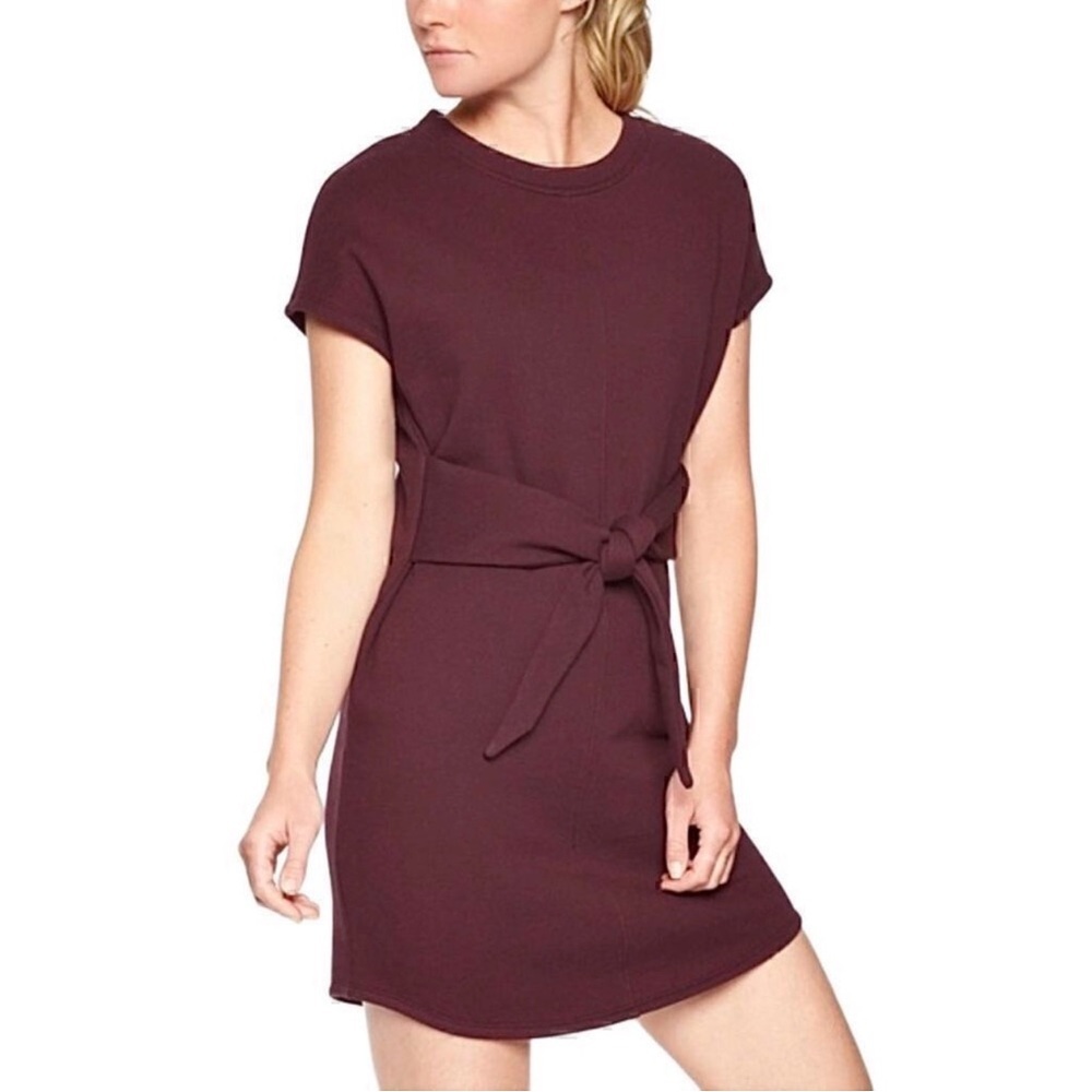 Athleta Embrace French Terry Sweater / Sweatshirt Dress in Burgundy Size M *FLAW